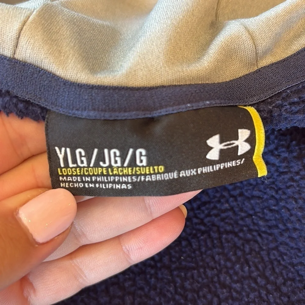 Under Armour Kids Navy and Orange Zip-up fleece lined Hoodie